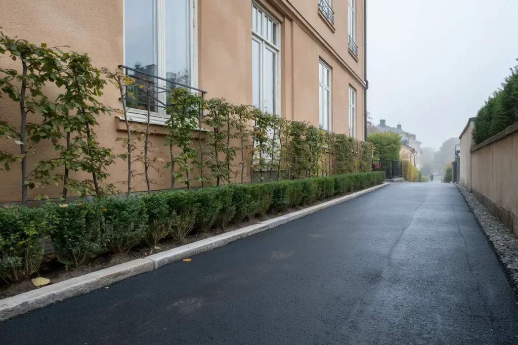 omasfaltering av g ngv g vid flerbostadshus i djursholm